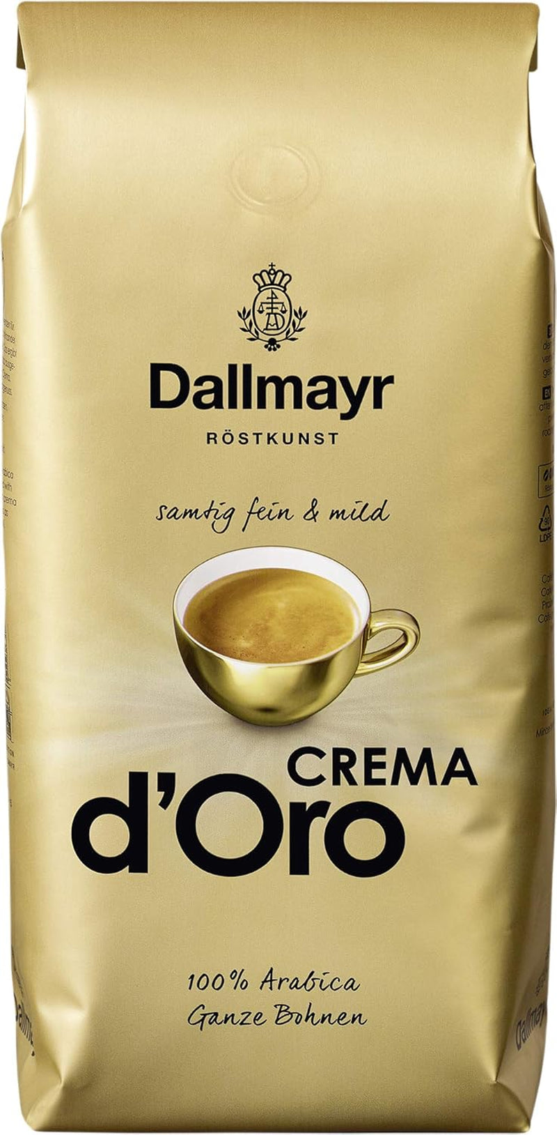 Crema d'Oro Fluweelzachte, milde en fijne koffie, pakje van 8 bonen (8x1000g) - Arabica