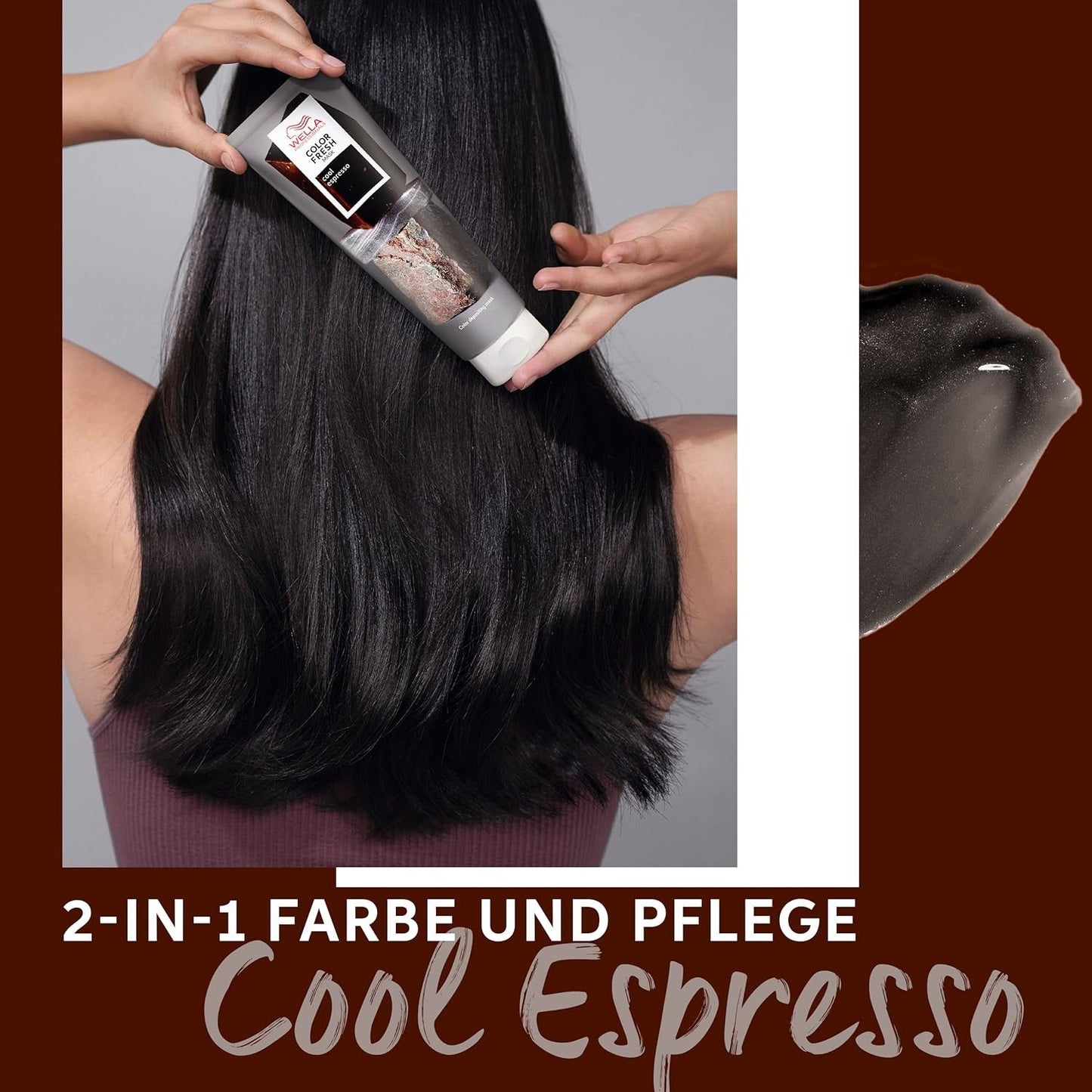 Wella Professionals Color Fresh Mask Cool Espresso - behandeling voor het revitaliseren en veranderen van de haarkleur - voedende tint met avocado-olie - voor zwart en zwart haar - 150 ml Naty Shop Haarmasker