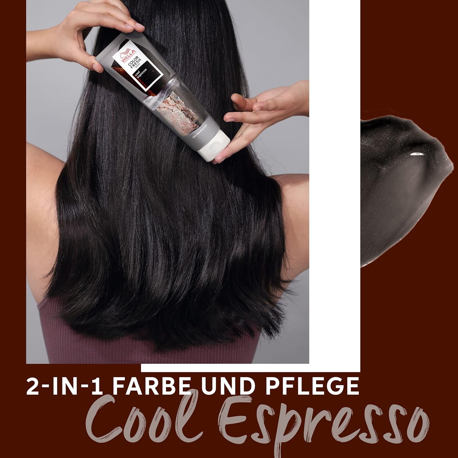 Wella Professionals Color Fresh Mask Cool Espresso - behandeling voor het revitaliseren en veranderen van de haarkleur - voedende tint met avocado-olie - voor zwart en zwart haar - 150 ml Naty Shop Haarmasker
