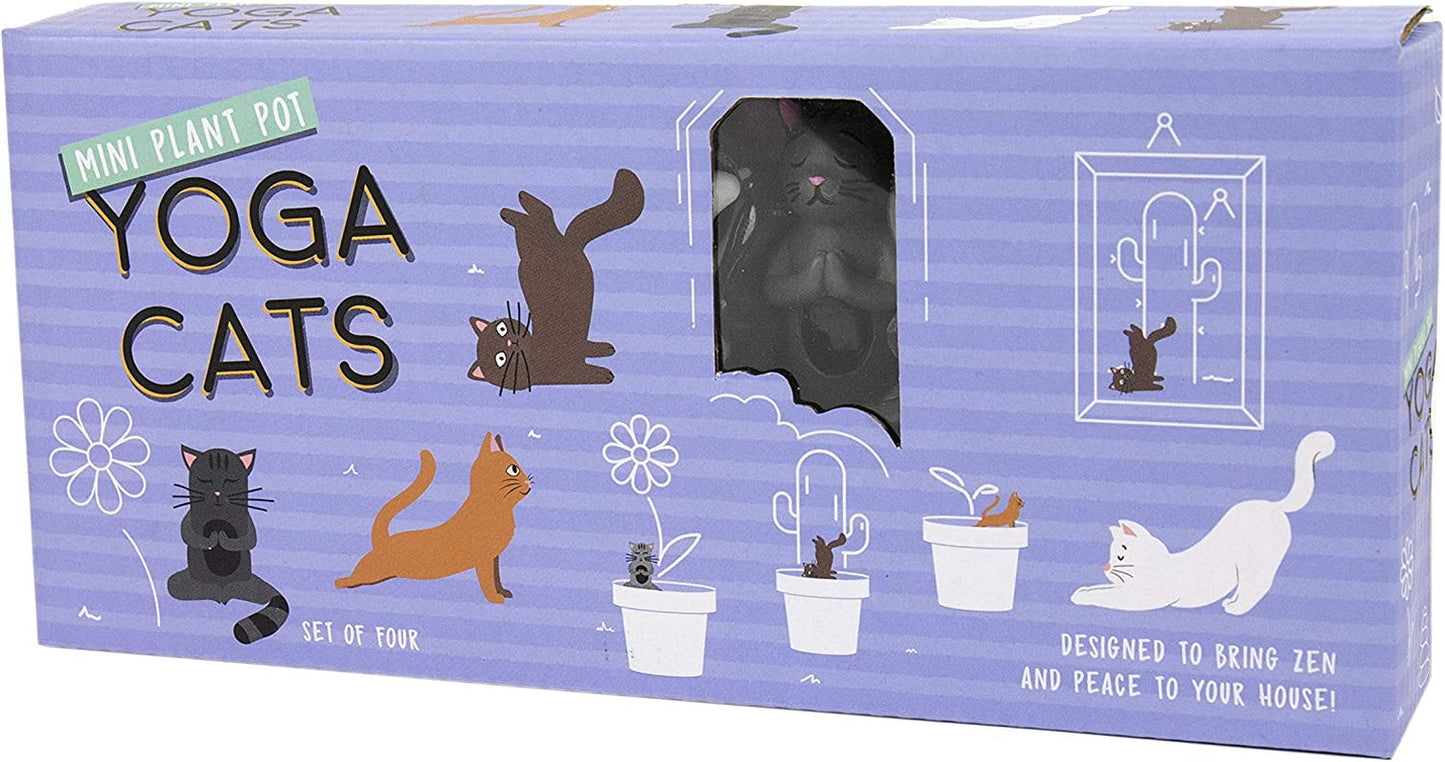 Gift Republic Mini-bloempot Yoga Katten, Veelkleurig, 1