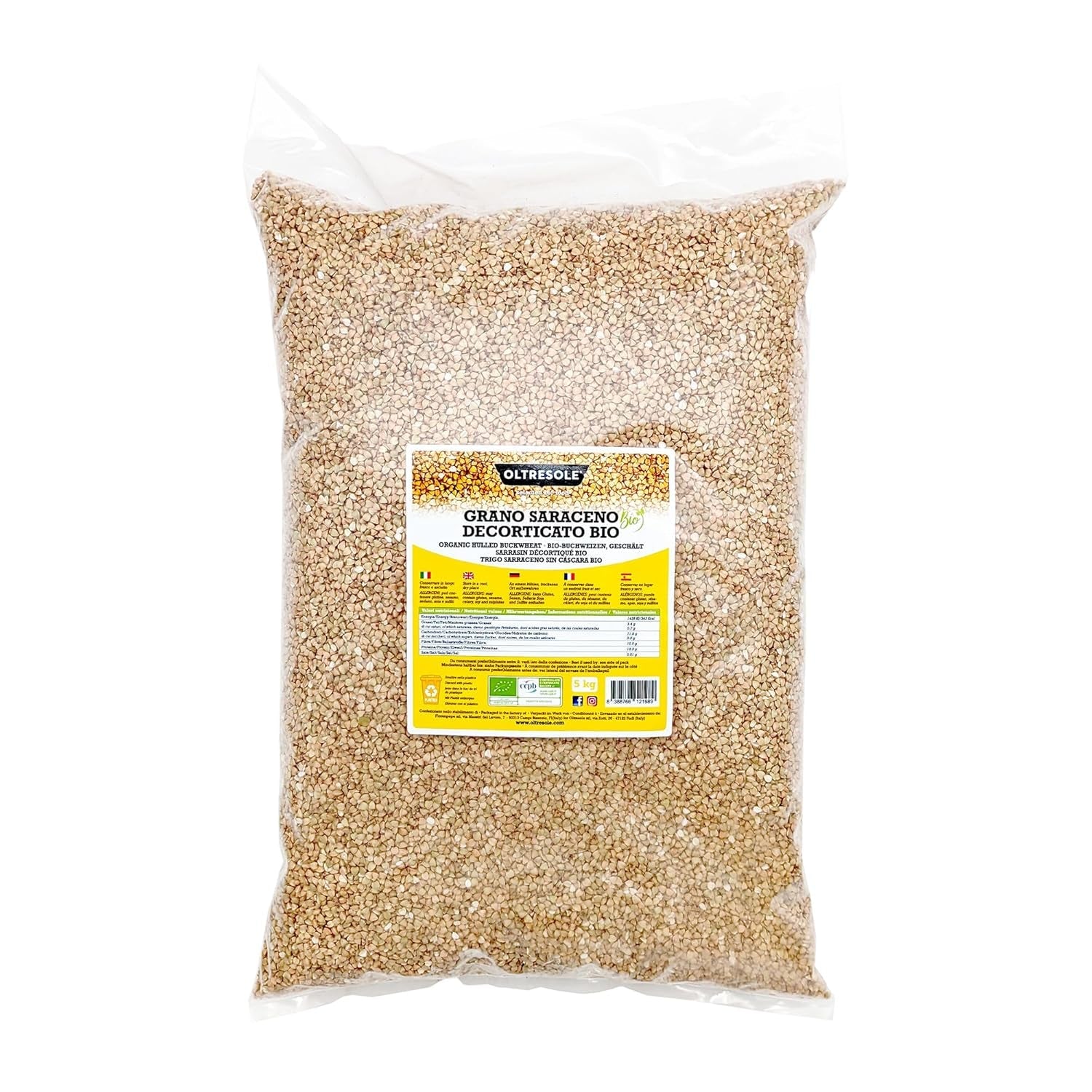 - Biologische Buchweizen geschält 5 Kg - Getreide, nicht wärmebehandelt, aus biologischem Anbau, Convenience Package
