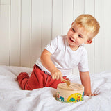 Janod - Gioia Drum - FSC houten trommel + trommel - Rollenspel en vroege muzikale educatie - Aquarel - Vanaf 18 maanden, J07650 Bebe Toys Naty Shop