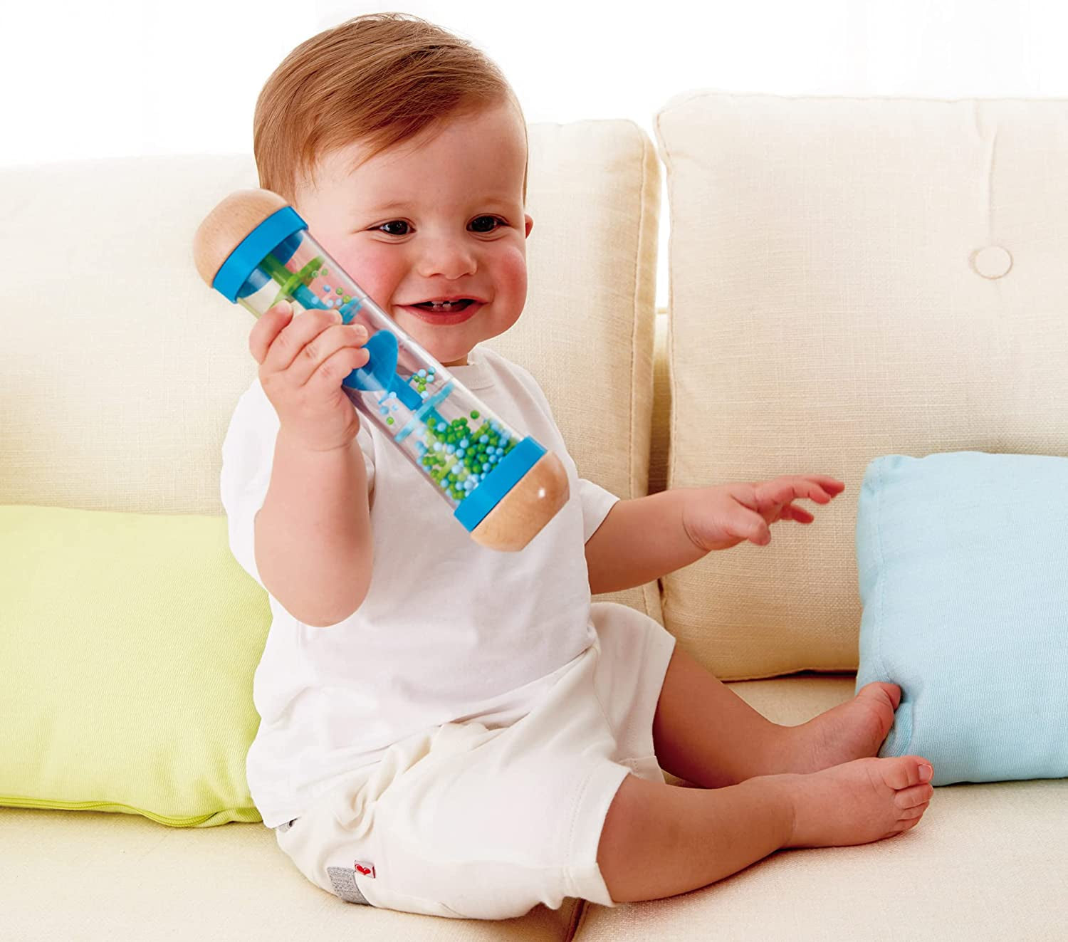 Hape regenmaker | mini muzikaal speelgoed met houten belletjes, blauw Toys Bebe Naty Shop