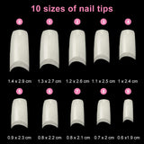 Kunstnagels 500 stuks natuurlijke kleur kunstmatige kunstnagels 10 maten DIY acryl met doos nagelborstel nagelriemschuiver nagelvijl