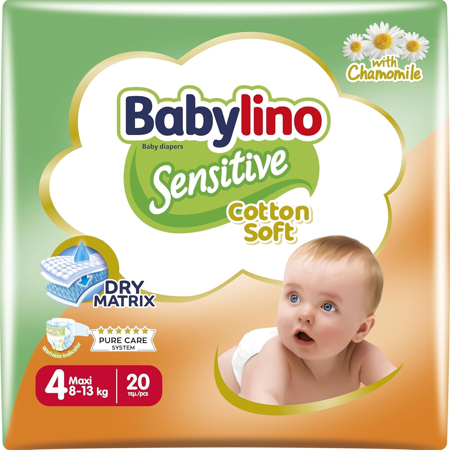 Babyluiers Sensitive maat 4, Maxi (8-13 kg), 20 stuks