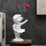Schattig Ballon Meisje Hars Sculptuur Home Decor Standbeeld Banksy Red Heart Girl Ballon Figuur Moderne Kunst Sculptuur Voor Tafel Plank Decor Beelden & Sculpturen Naty Shop White Balloon