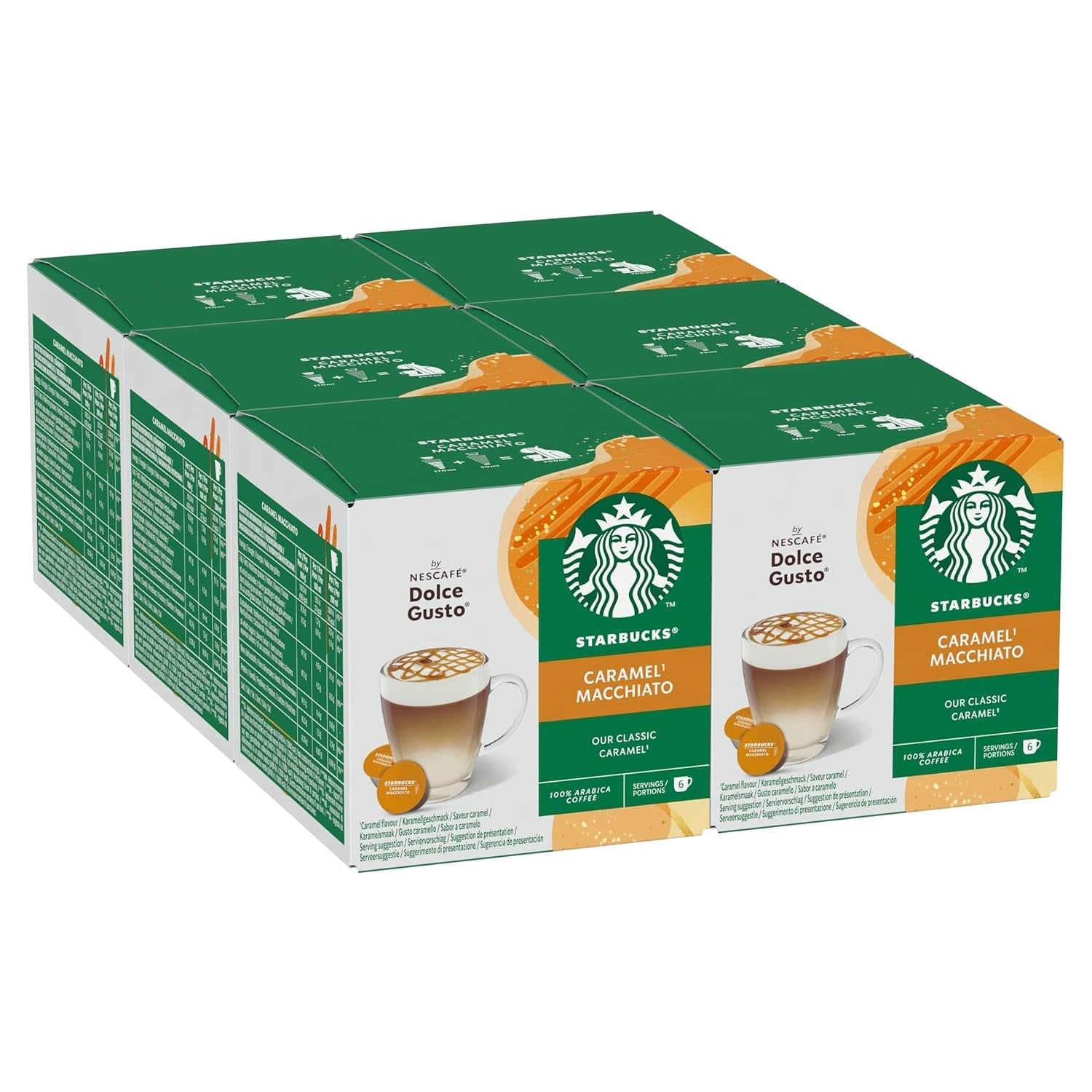 STARBUCKS Caramel Macchiato van Nescafé Dolce Gusto Kaffeekapseln 6 x 12 (72 Kapseln)