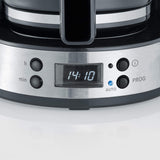 SEVERIN "TypeSwitch" espressomachine met glazen karaf en timer, AromaSwitch voor het kiezen van 2 zetopties, digitale klok met timerfunctie, voor maximaal 10 kopjes, 1000W, geborsteld roestvrij staal-zwart, KA 4826