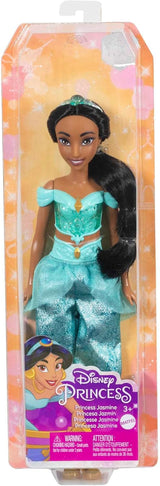 Mattel Disney Princess Toy Jasmine Fashion beweegbare pop met fonkelende kleding en accessoires Op Disney-film geïnspireerd cadeau voor kinderen HLW12 Naty Shop-poppen