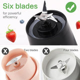 Mixer Smoothie Maker Tragbarer Entsafter: 380Ml Standmixer Persönlicher Shaker Proteinshake Mit 6 Edelstahlmesser Tragbar-Bpa-Freie Mit USB-Mixbecher Voor Shakes,Saftoutdoor,Schwarz Bucatarie Naty Shop