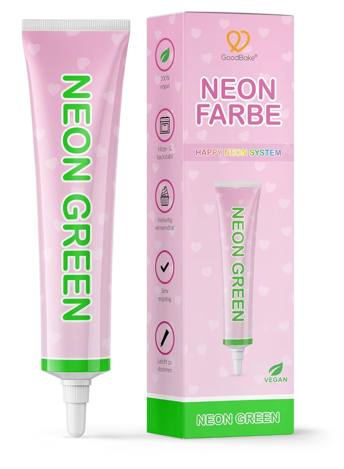 Goodbake Neonlebensmittelfarben 6 Farben Set – Intensieve Lebensmittelfarbe – Lebensmittelfarbpaste – Zum Einfärben Von Torten, Fondant, Botercreme Uvm. – 100% Veganistisch Naty Shop Neon Grün
