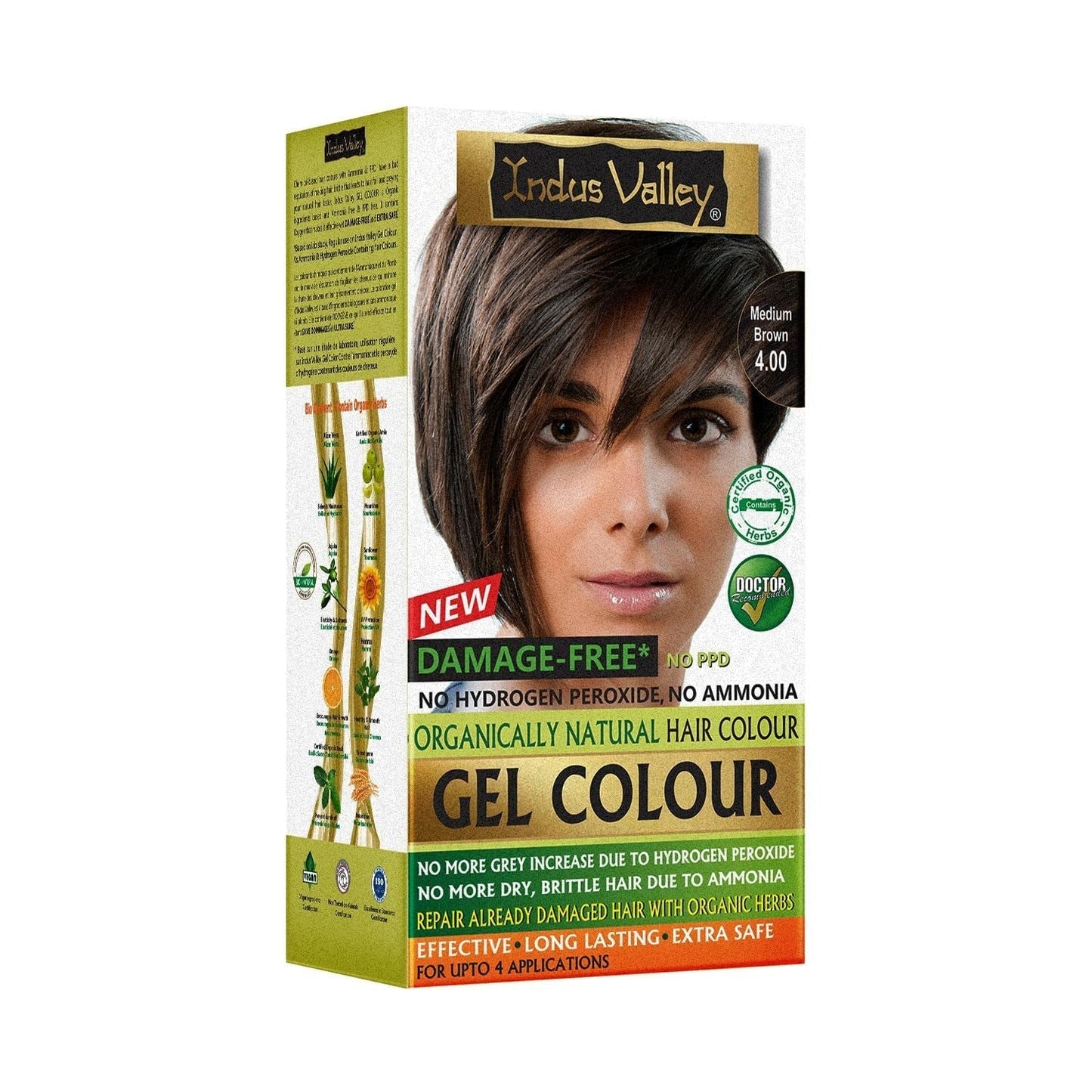 Indus Valley natuurlijke schadevrije gel haarkleuring | Ammoniakvrij, veganistisch en dierproefvrij | Tot 100% grijsdekking, langdurige resultaten | Licht kastanje 5.0 (20 gram + 200 ml) Haarverf Naty Shop Middenbruin