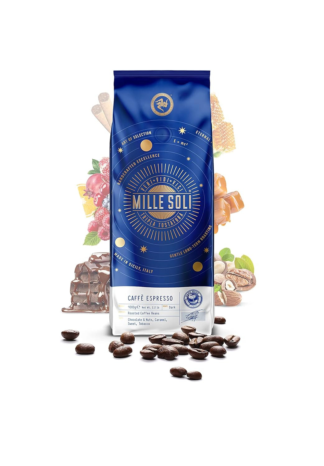 Caffè Espresso - Espressobohnen 1kg - Traditionele driefasige bereiding in de hand - Premium Kaffeebohnen met perfecte crema en säurearm voor volledig geautomatiseerde en Siebträger