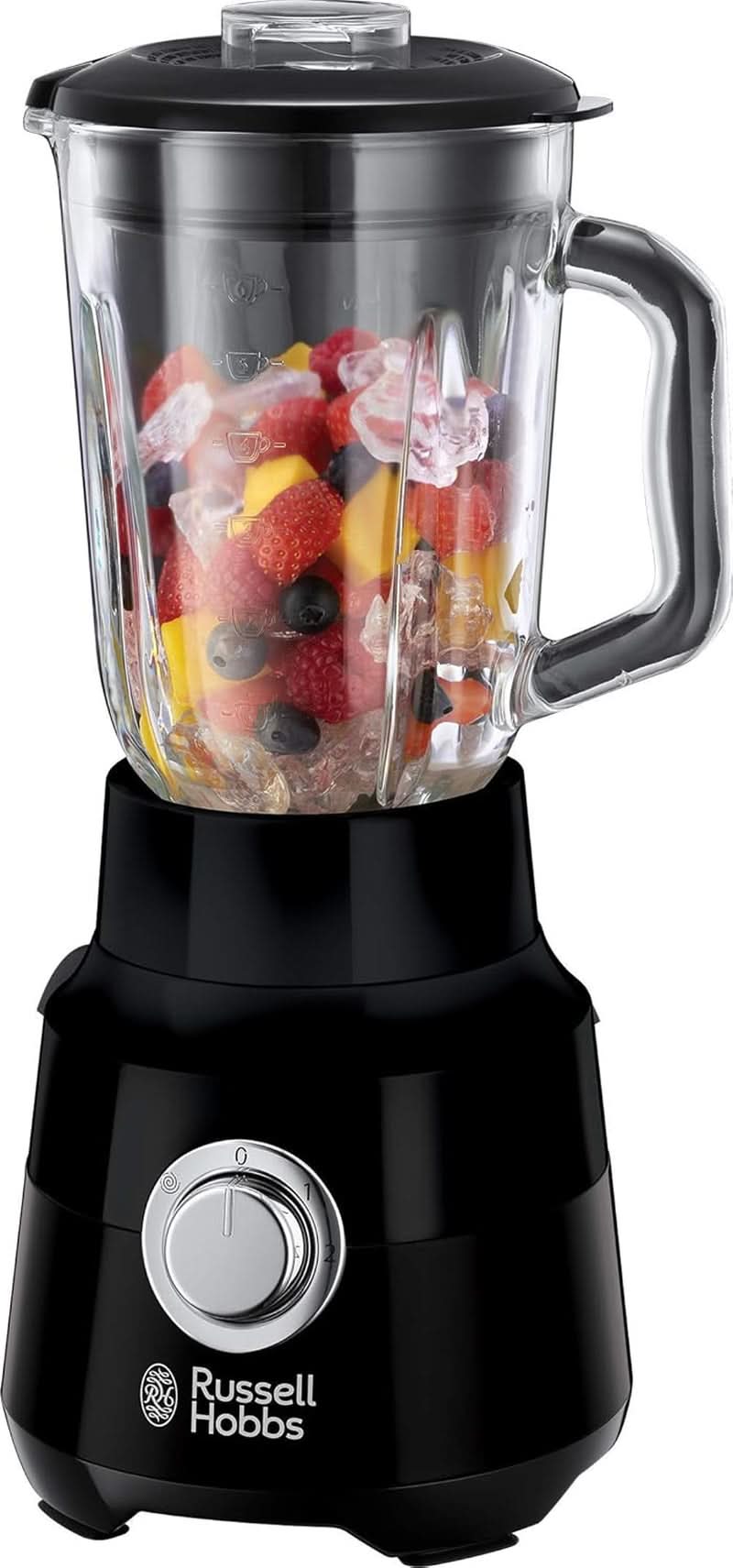 Russell Hobbs Standmixer [1,5L Glasbehälter] Matt Schwarz (Starker 0,9PS Motor, Impuls-/Ice-Crush-Funktion, Edelstahlmesser, Bpa-Frei Mixer, Elektrischer Zerkleinerer, Smoothie-Maker) 24722-56 Kitchen Naty Shop Standmixer, Single