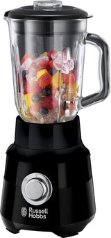 Russell Hobbs Standmixer [1,5L Glasbehälter] Matt Schwarz (Starker 0,9PS Motor, Impuls-/Ice-Crush-Funktion, Edelstahlmesser, Bpa-Frei Mixer, Elektrischer Zerkleinerer, Smoothie-Maker) 24722-56 Kitchen Naty Shop Standmixer, Single