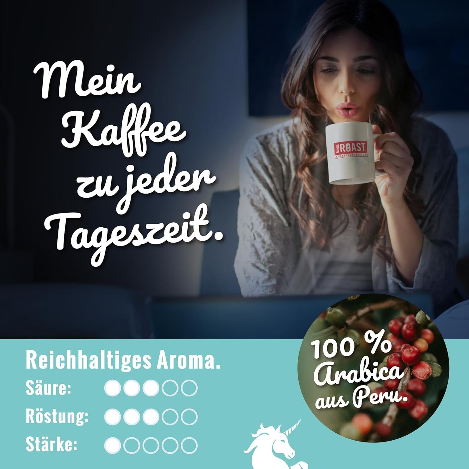 Blank Roast - EINZIG - 1kg - Kaffeebohnen kafeinfrei - 100% Arabica aus Peru - schonend & umweltfreundlich entkoffeiniert - säurearm mit voller Crema - ideaal voor jede Zubereitungsart