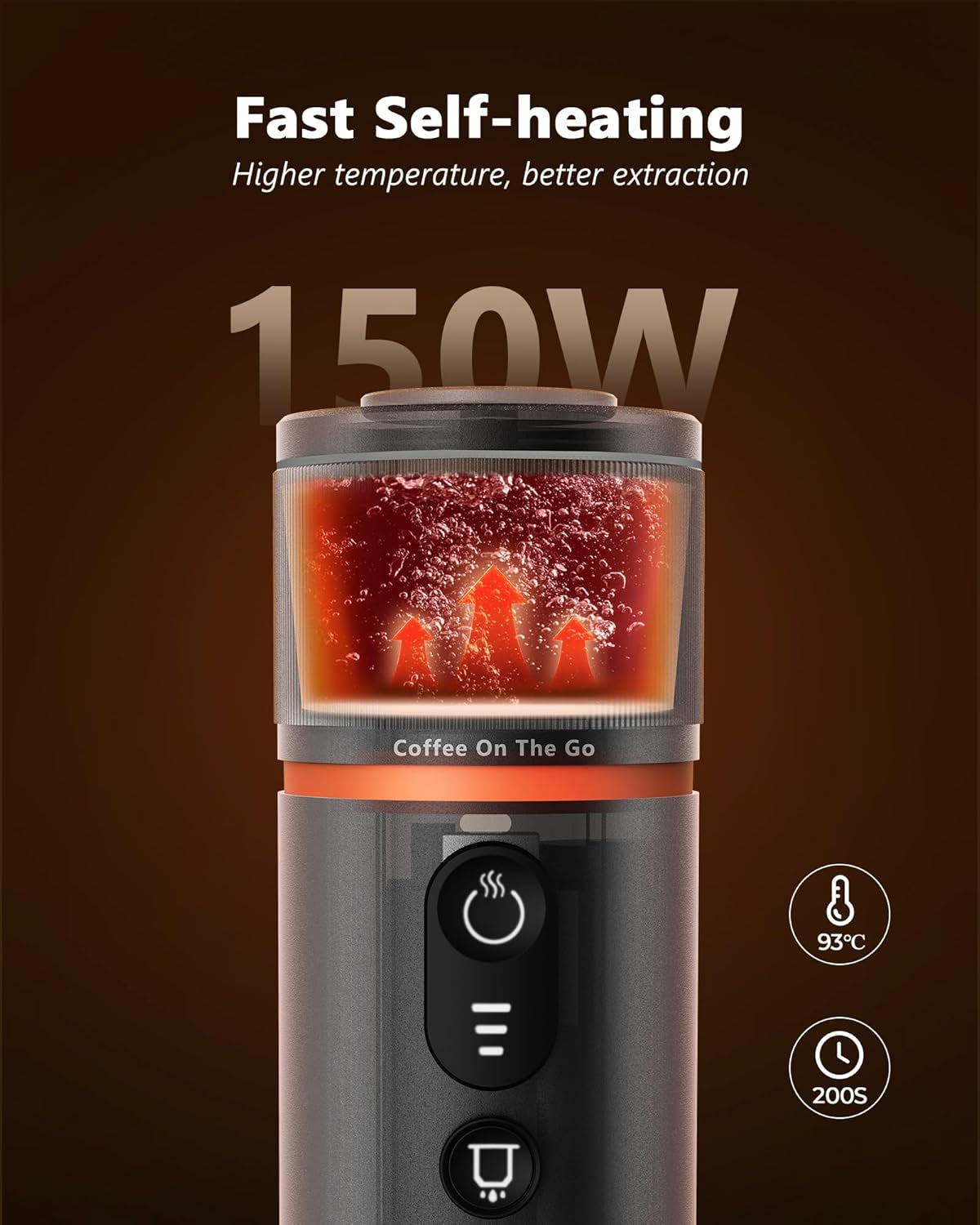 CONQUECO 12V auto-espressomachine: draagbare espressomachine met batterij voor kamperen en reizen - Snelle verwarming in 2,5 minuten - 8 espressokopjes in één keer opladen