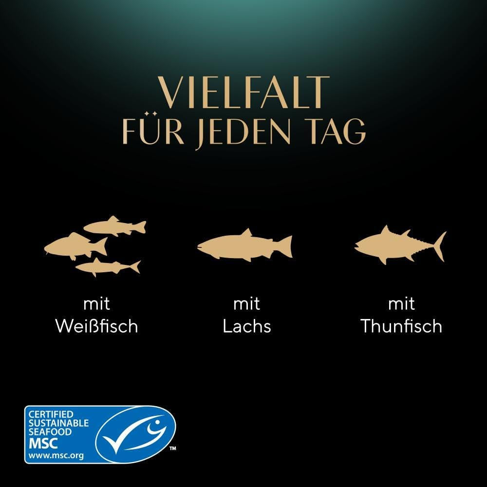 Sheba Portion Pouches Natvoer voor katten, Multipack Fresh & Fine in gelei met MSC tonijn en zalm, 6x6x50g - Gezonde maaltijden voor katten met gelei