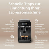 PHILIPS automatische espressomachine 2200 series - 2 koffiespecialiteiten, touch display, klassieke melkopschuimer, keramische molen, matzwart (EP2220/10)