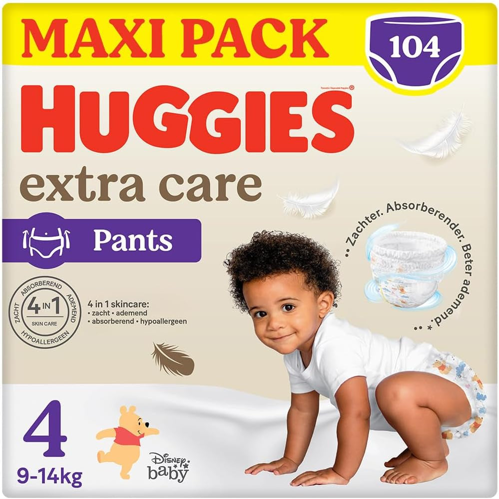 Huggies Extra Care luiers Maat 4 (9-14 kg), 4 bundels van 26 luiers - 4280 g