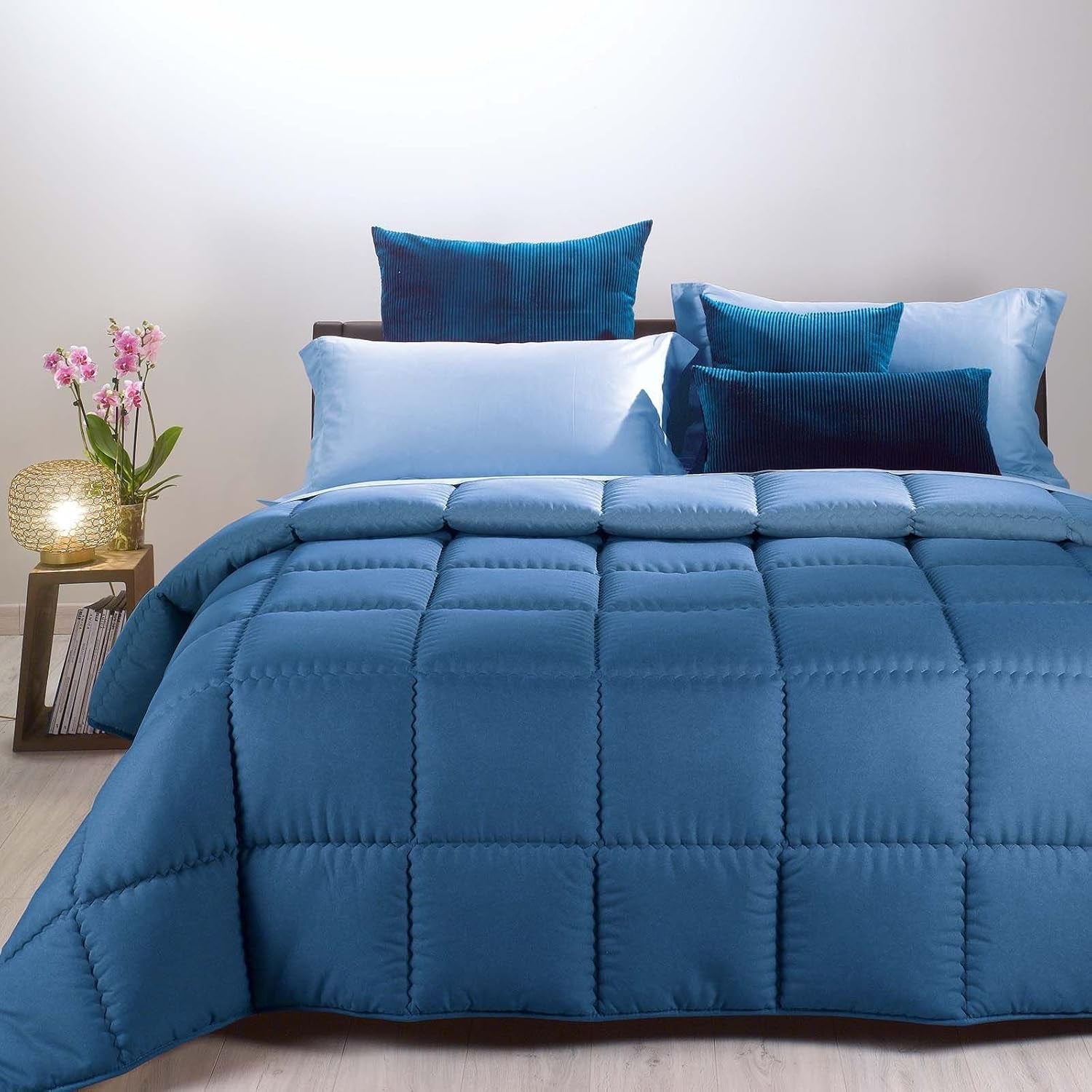 Caleffi dekbedovertrek voor tweepersoonsbed Modern Double Blue - Tweepersoonsbed (260 X 265 Cm) Dekbedden en dekbedden Naty Shop Blue