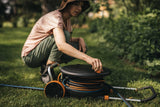 Fiskars Comfort L waterrad met wielen, all-inclusive bewateringsset, totaal bereik van 31,5 m, automatisch oprollen, universele tuinslang (Ø 13 mm), universele kraanaansluiting, 1071670