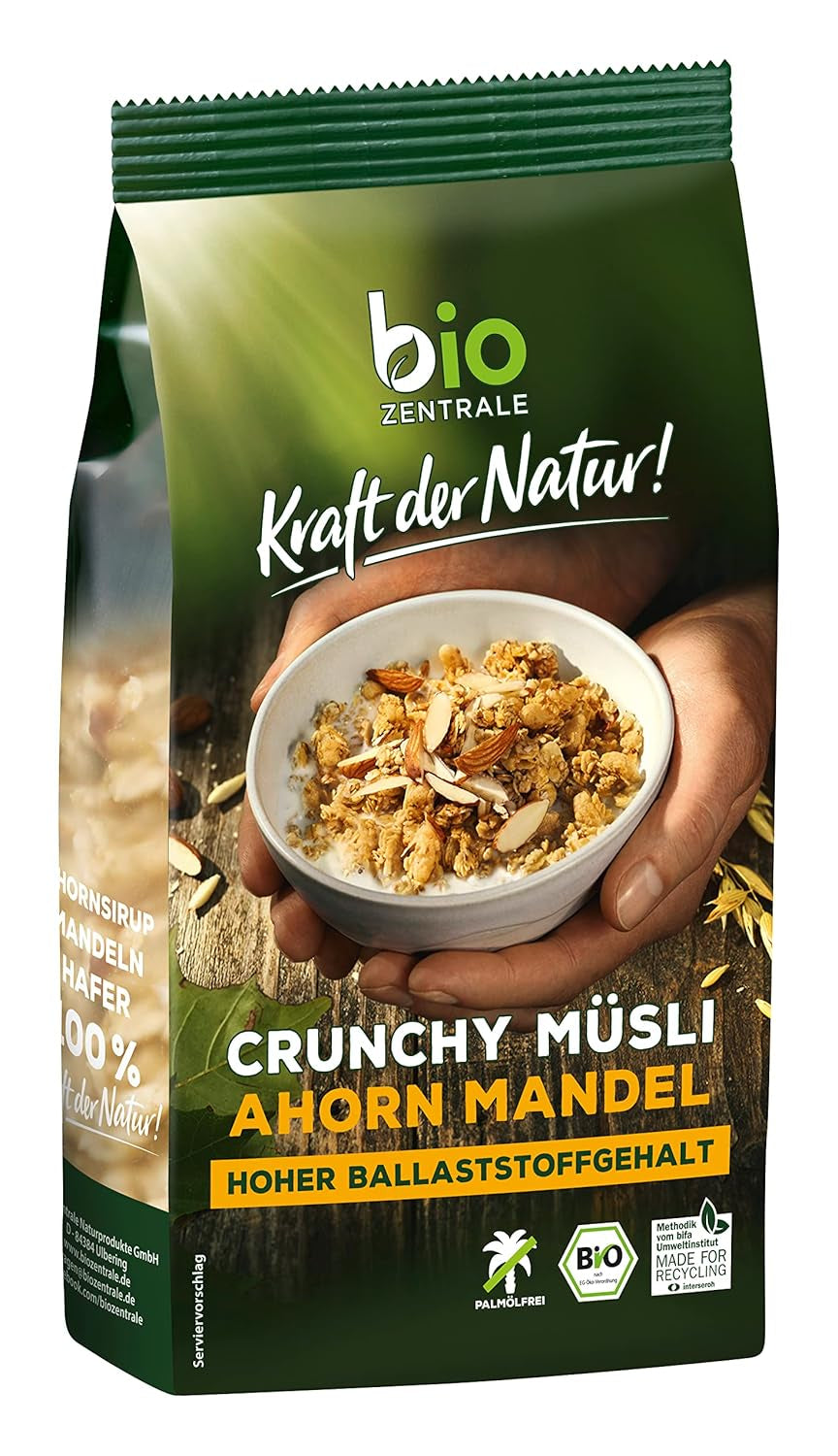 Krokante muesli met bessen Biozentrale | 375 g biologische Muesli | Ideaal voor het ontbijt en je kopje meeneemmuesli | Een alternatief voor mueslirepen
