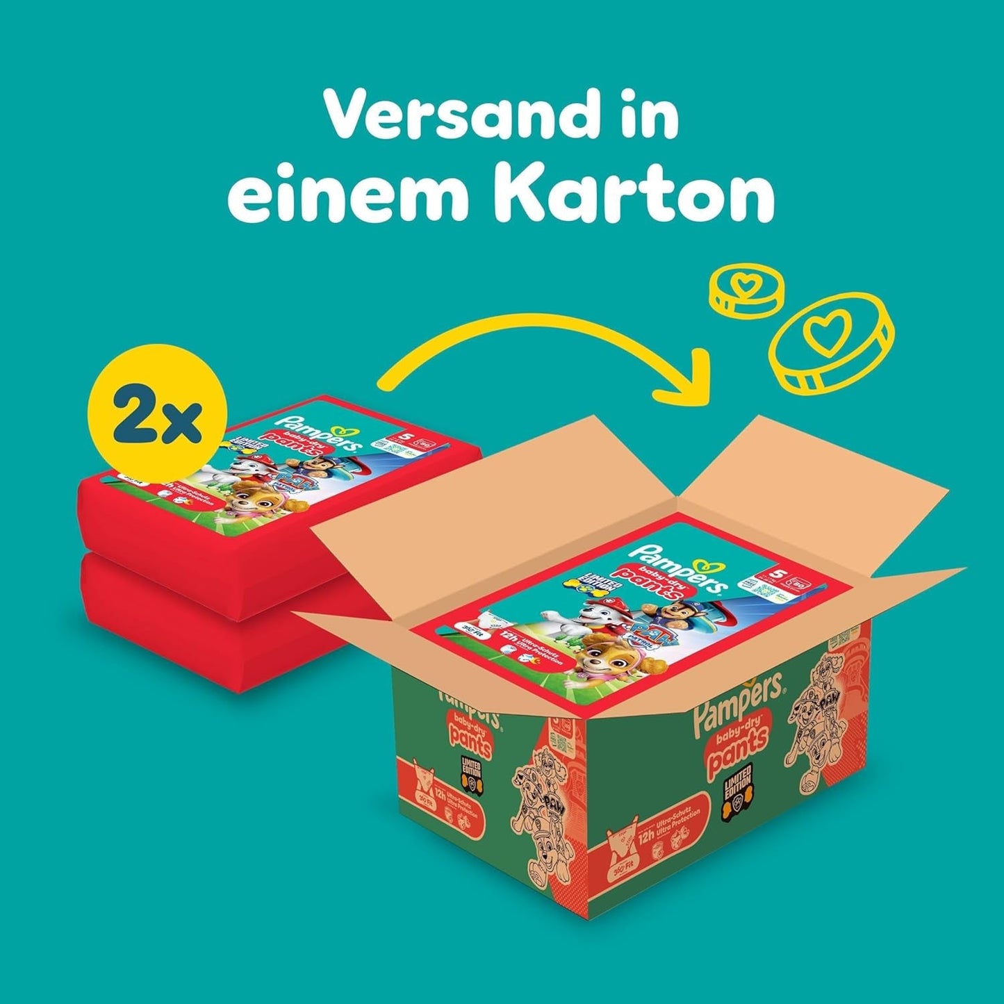 Pampers Baby-Dry Pants Paw Patrol Edition, maat 5, 160 luiers, 11 kg - 17 kg, 360° verstelbaar met Stop and Protect-systeem
