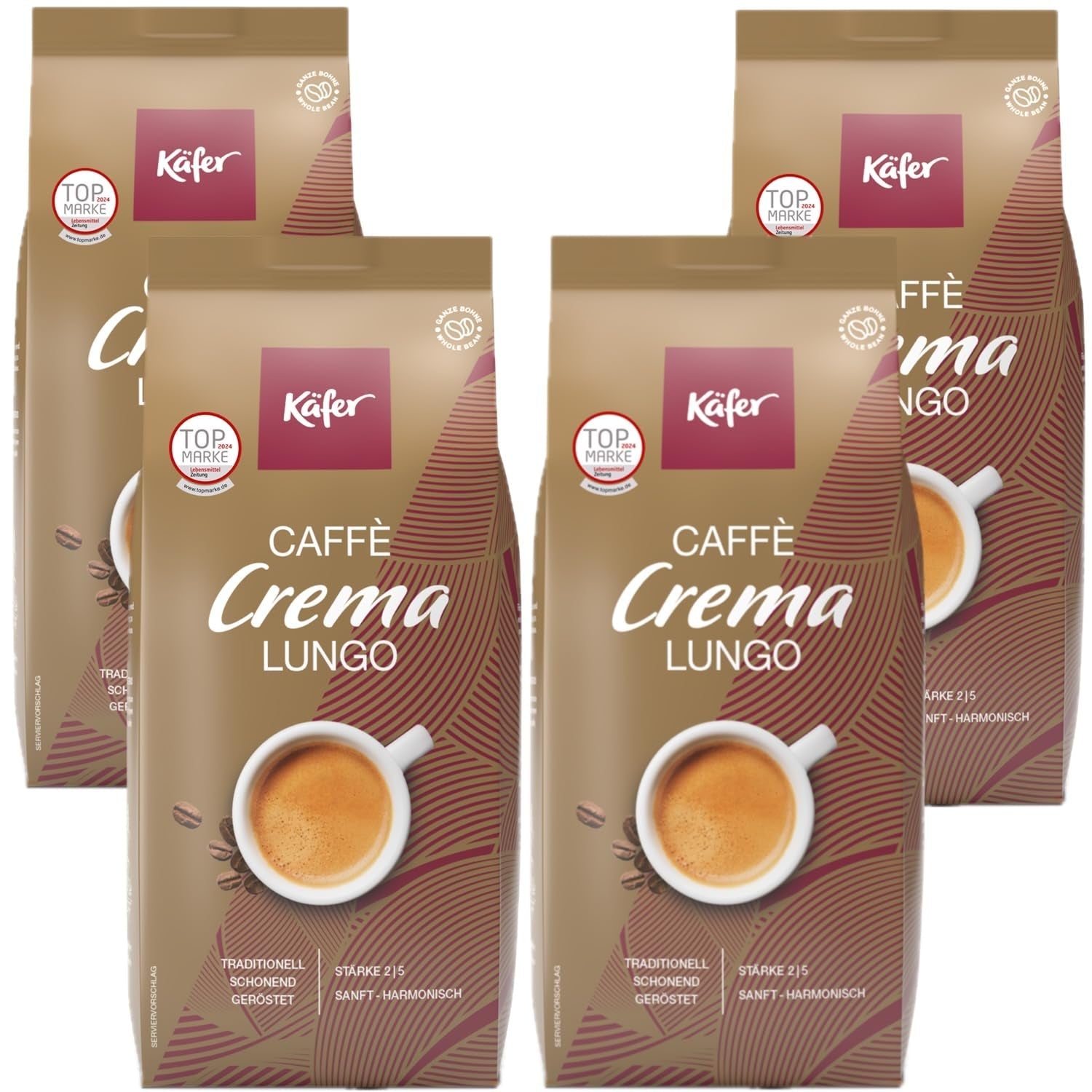 Käfer Caffè Crema, 1000 g, hele bonen, verpakking van 4