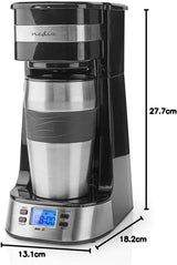 NEDIS Espressor - Gefilterde koffie - 0,4 l - 1 Kopje - Timer - Zwart/Zilver
