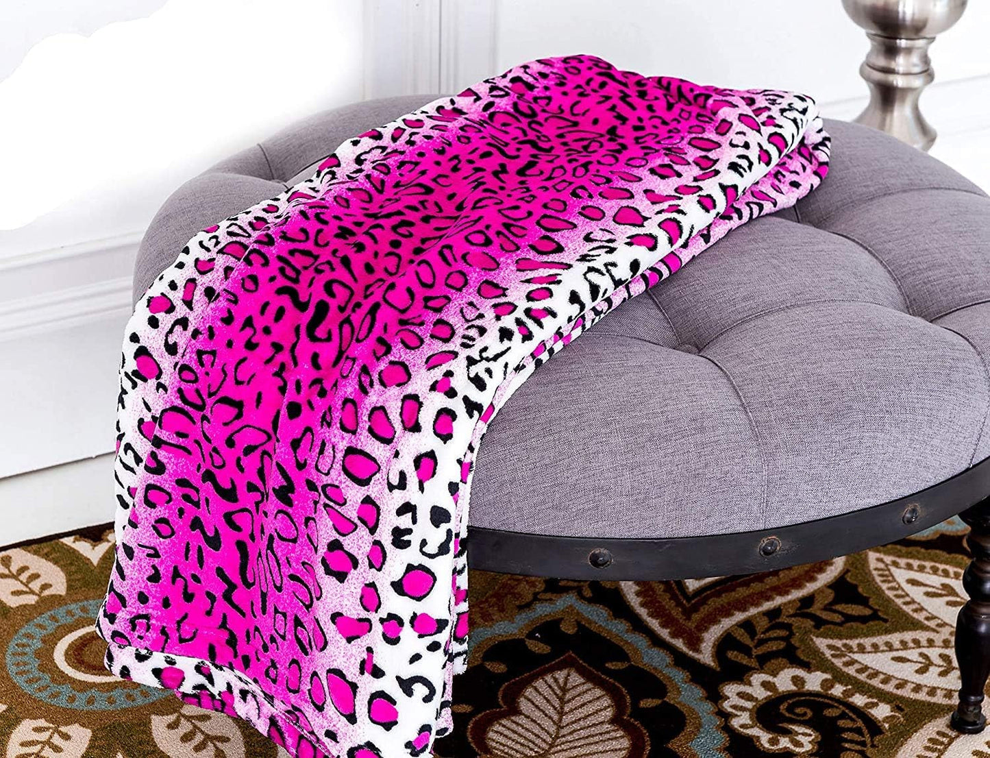 Home Must Haves Queen/King Zebra Giraffe Safari Dierenprint Het hele seizoen Superzacht Warm Bankkleed Deken Bedmaat Roze Polyester Roze Luipaard Quilts en quilts Naty Shop