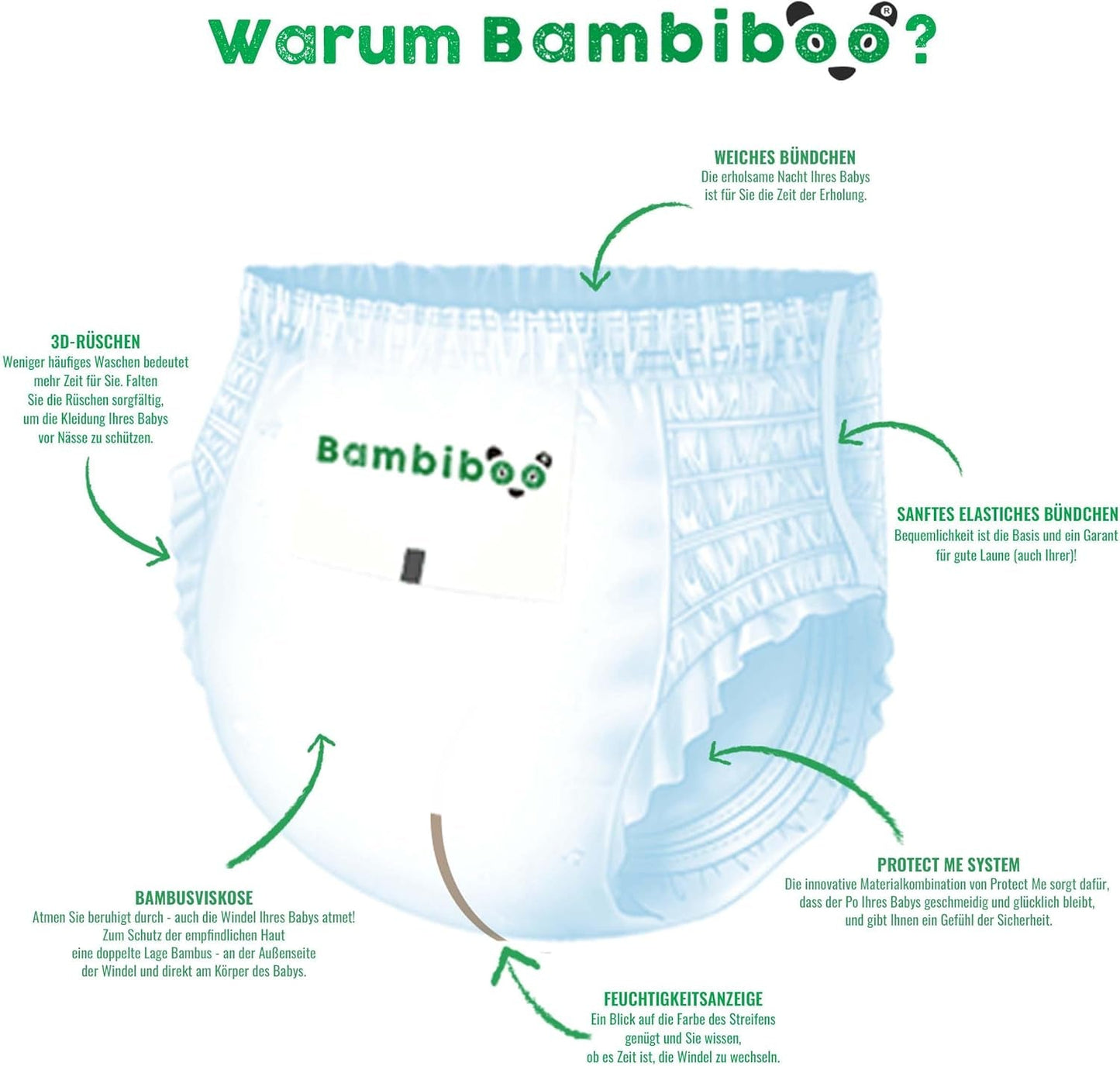 Bambiboo Wegwerpluiers, huidvriendelijk, fijne bamboevezel - Babyluierslipjes - Wegwerpluierhoezen - Gevoelige huidbescherming - Zeer absorberend - Maat 4 (Maxi), 16 stuks