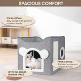 Katzenbetten voor Indoor Katzen, Faltbares Katzenhaus, Katzenhöhle 2 Schicht Würfel Großer Raum Katzenbett met Kratzbrett en Spielball, 15,8 x 15,8 x 15 inch