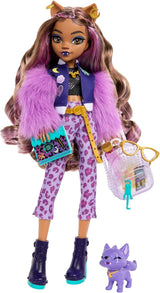 Monster High Clawdeen Wolf-pop met puppy-halve maan en accessoires zoals schooltas, kalender, snacks en meer, HRP65