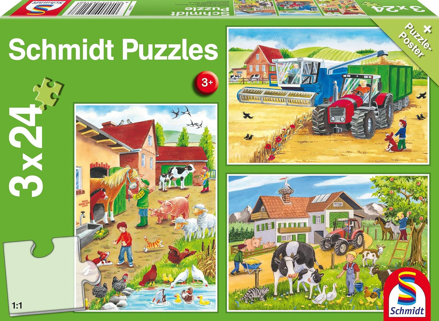 Schmidt Spiele 56216 Legpuzzel voor kinderen, 3X24 stukjes Puzzel Naty Shop Standaard titel
