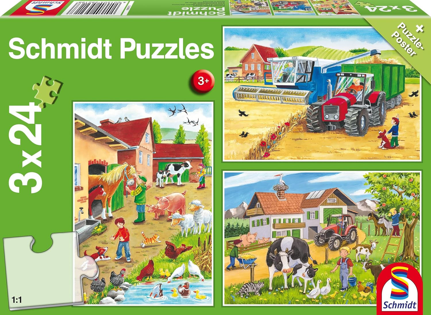 Schmidt Spiele 56216 Legpuzzel voor kinderen, 3X24 stukjes Puzzel Naty Shop Standaard titel