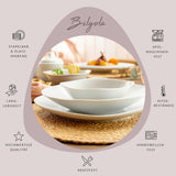 ZANGER | Witte Bilgola serviesset, 24-delige porseleinen serviesset voor 6 personen, vierkante borden, dinerborden | DE PREMIUM COLLECTIE