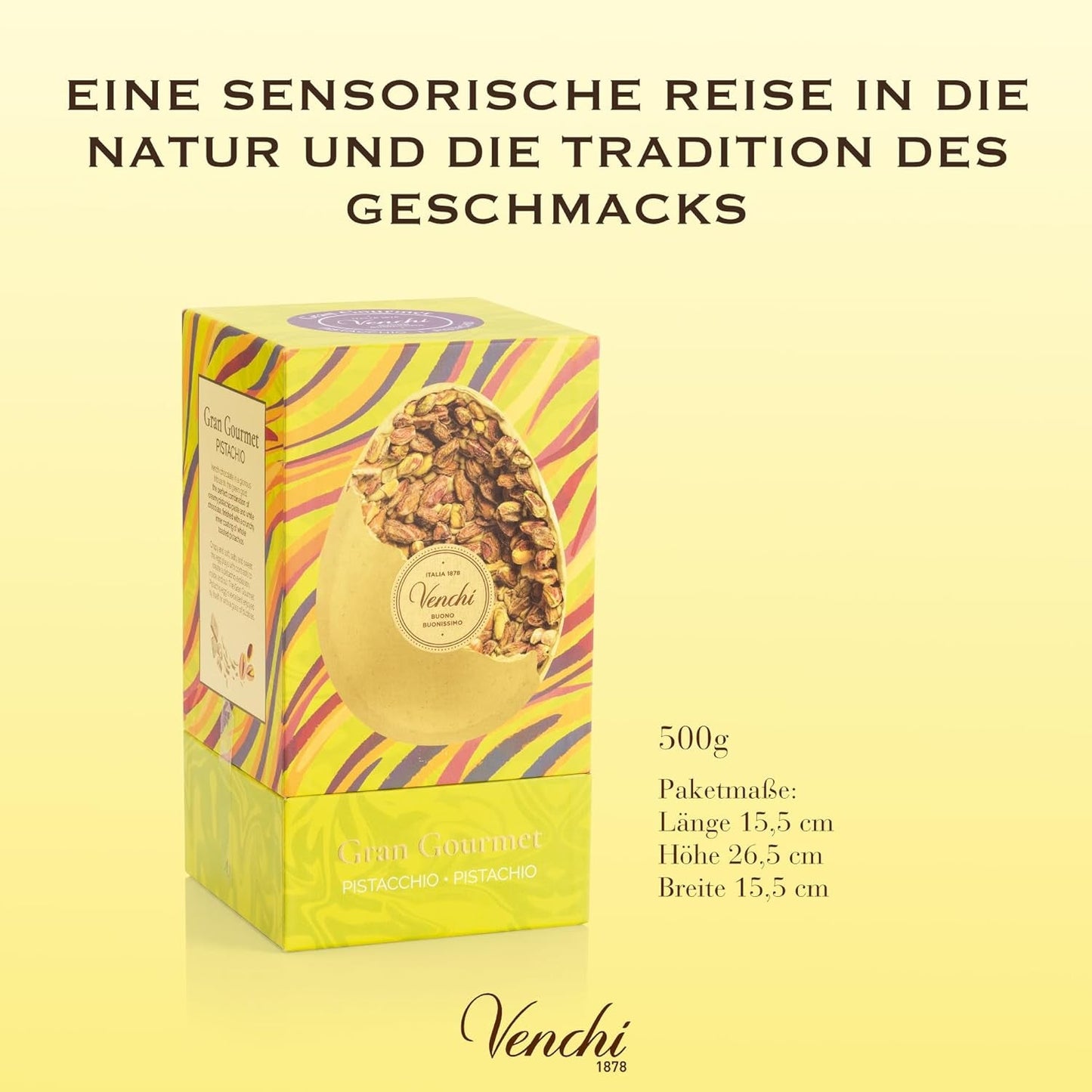 Venchi - Chocolade-ei, pistachesmaak, met hele pistache, met verrassing, glutenvrij, 500g, Paascollectie, cadeau-idee