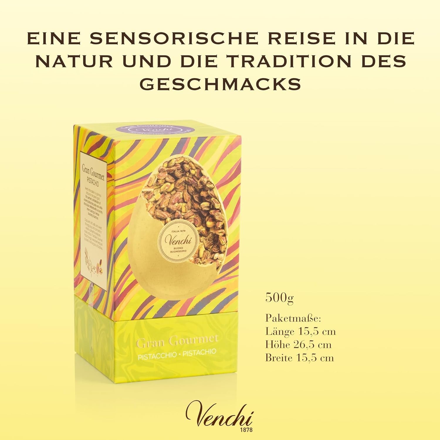 Venchi - Chocolade-ei, pistachesmaak, met hele pistache, met verrassing, glutenvrij, 500g, Paascollectie, cadeau-idee