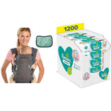 Pampers Sensitive Flip Advanced 4-in-1 draagzak met slabbetje en doekjes, 1200 doekjes (15 x 80) voor de gevoelige huid van baby's, dermatologisch getest, essentiële benodigdheden voor pasgeborenen