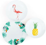 Excelsa Tropical serviesset, 18-delig, porselein, wit met decoratie