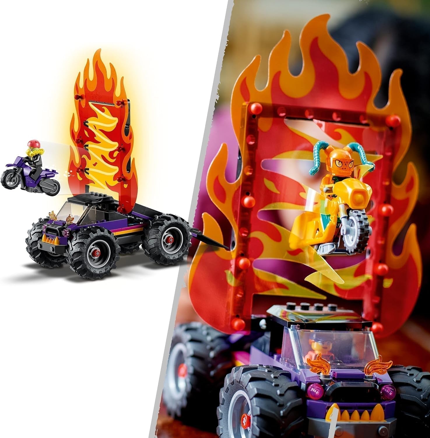 LEGO 60339 City Stuntz Stuntzshow dubbele loopingset, incl. oprit, monstertruck, 2X motorfiets en 7 minifiguren, speelgoed voor kinderen vanaf 7 jaar Bouwsets Besuche den LEGO-Store