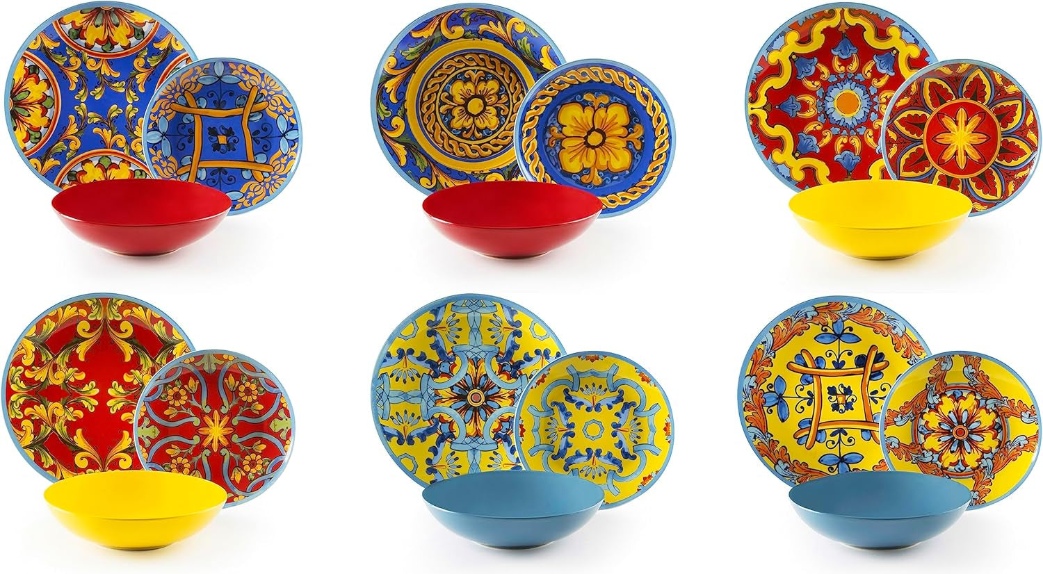 Excelsa Trinacria Teller-Set, 18-delig, porselein en keramiek