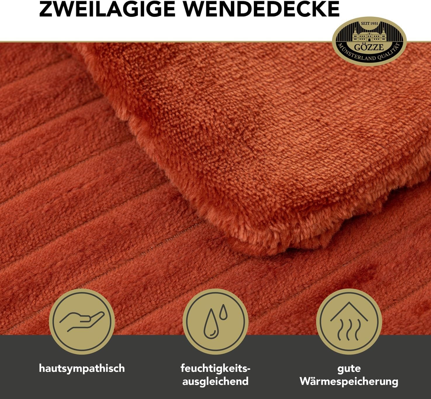 Gözze - Comfortabele en zachte deken in corduroy-look, 1620G/stuk, 150 X 200 Cm - kaneel Bedden en dekens Besuche den Gözze-Store