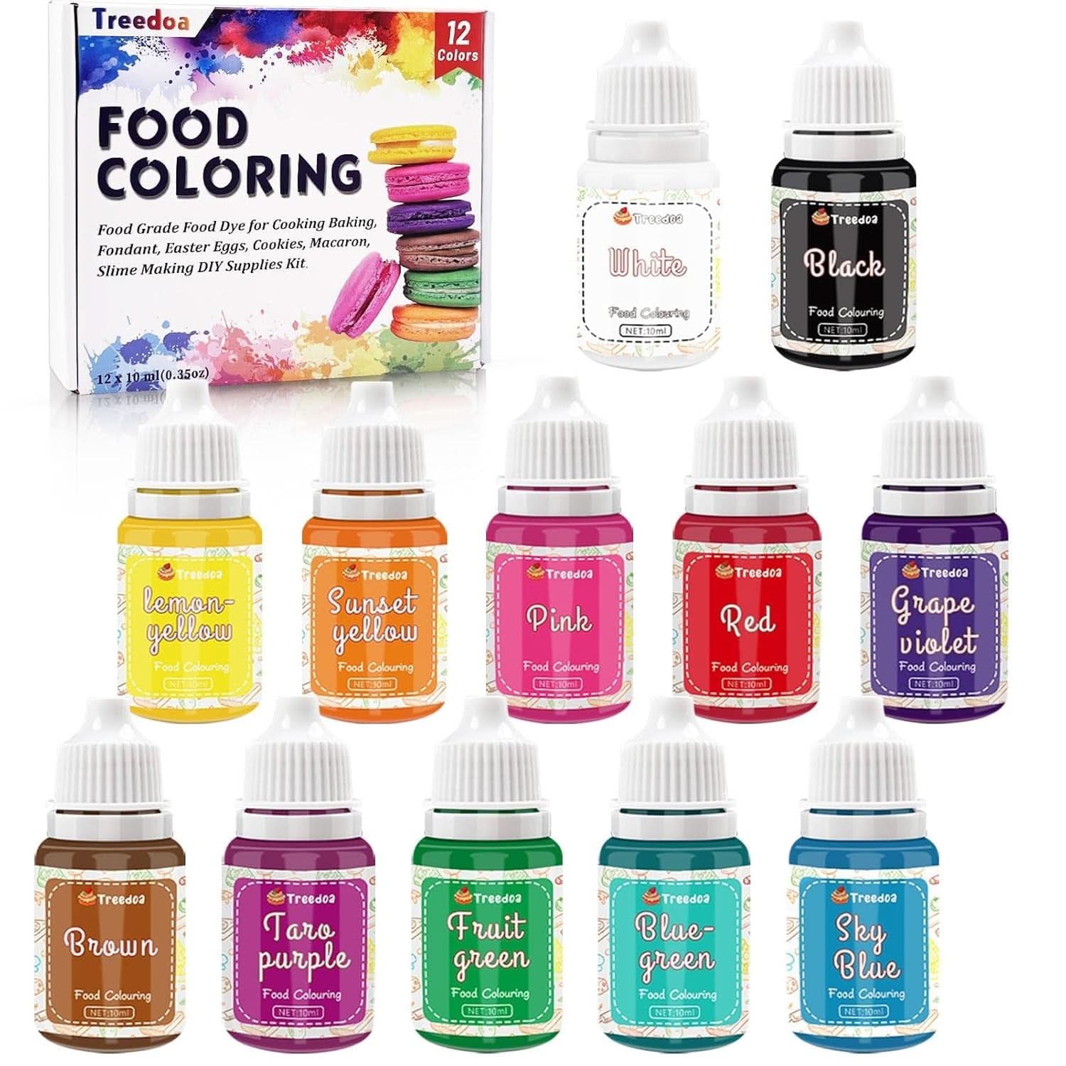 Set van 12 vloeibare kleurstoffen voor levensmiddelen, 10 ml Naty Shop standaardtitel