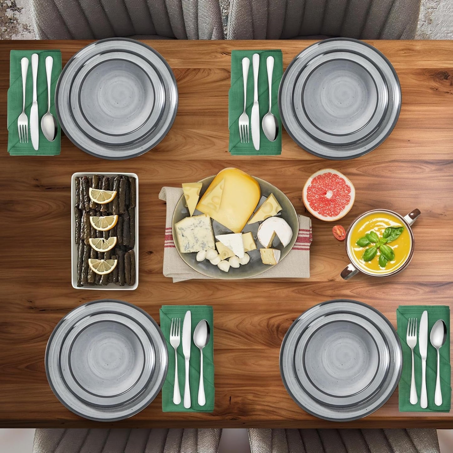 Melamine bestekset 24-delig 4-persoons campingbordenset - bestek voor buiten en binnen