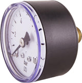 Gehoornde manometer met 1/4" bodempoort - Zwart - Geschikt voor terugspoelfilters met drukregelaar - Kunststof - Zelfdichtend met PTFE O-ring / Manometer / Perslucht / Manometer / DMMU14