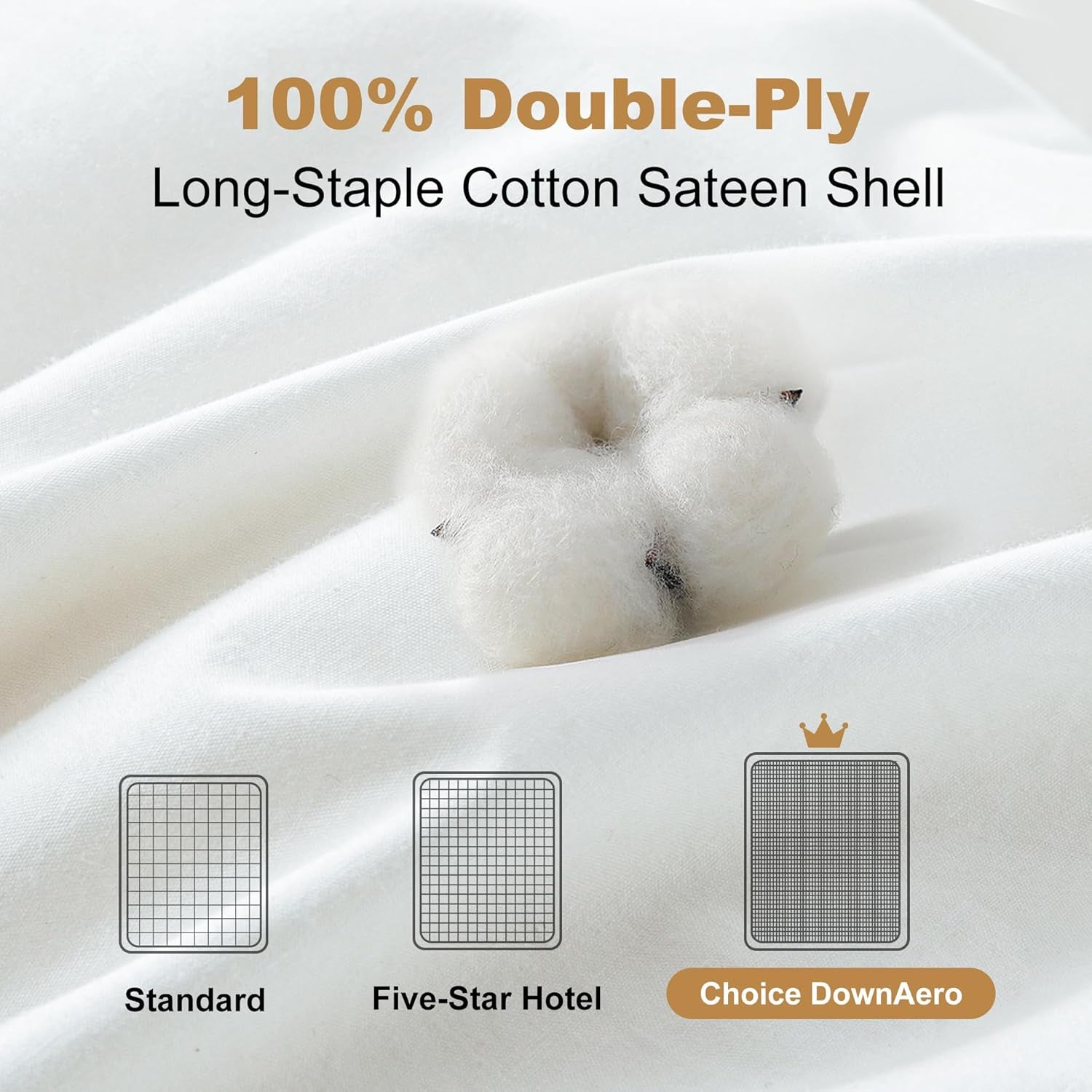 Downaero™ ganzendons dekbed voor kingsize bedden, 100% Egyptisch satijnkatoen, 900 vulkracht, gemiddelde warmte, alle seizoenen, White Naty Shop dekbedden en dekbedden