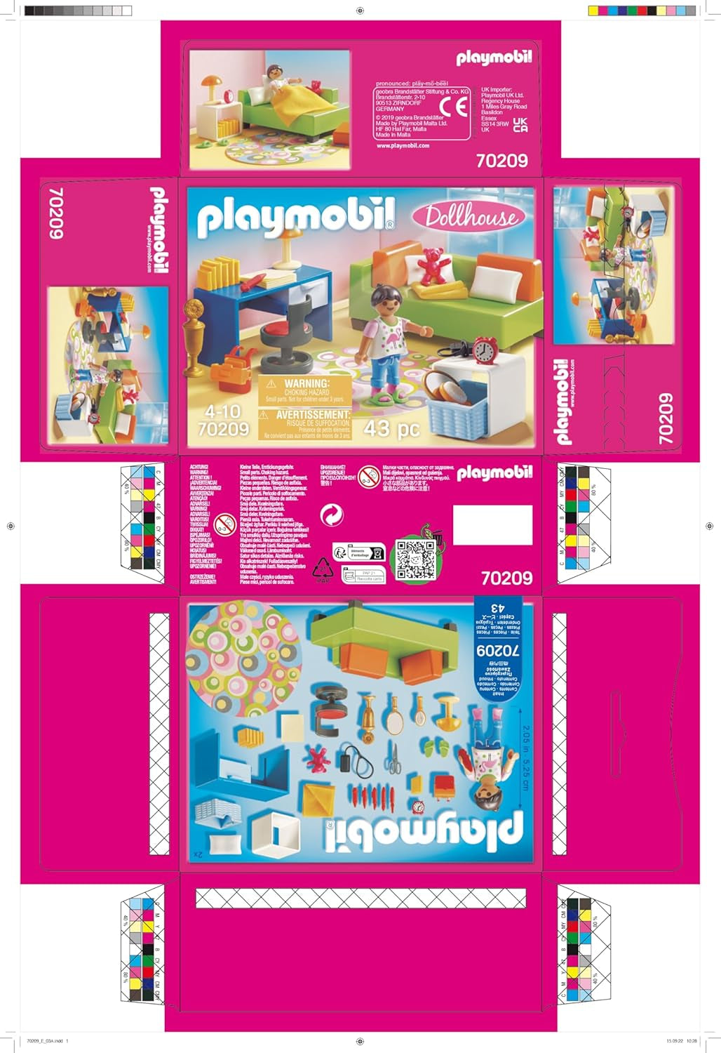 PLAYMOBIL Poppenhuis 70209 Jeugdkamer met meisjesfiguur en accessoires, vanaf 4 jaar