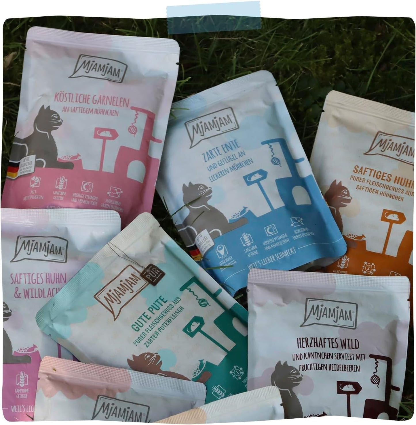 MjAMjAM - Premium natvoer voor katten - Malse eend en gevogelte met heerlijke wortelen, 1 pakje (1 x 400 g), graanvrij met extra vlees